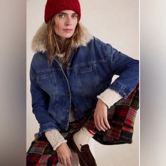 ▪️NWT Free People Opal Swing Faux Fur Collar Jacket